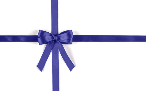 istock Shiny very peri silk ribbon on white background. 1385907791