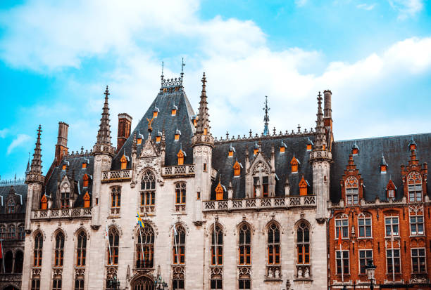 istock Antique building view in Old Town Bruges, Belgium 1385908655