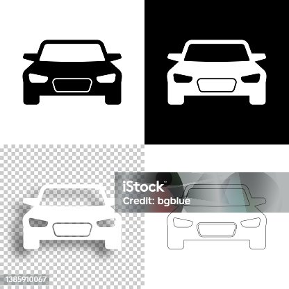 istock Car - front view. Icon for design. Blank, white and black backgrounds - Line icon 1385910067