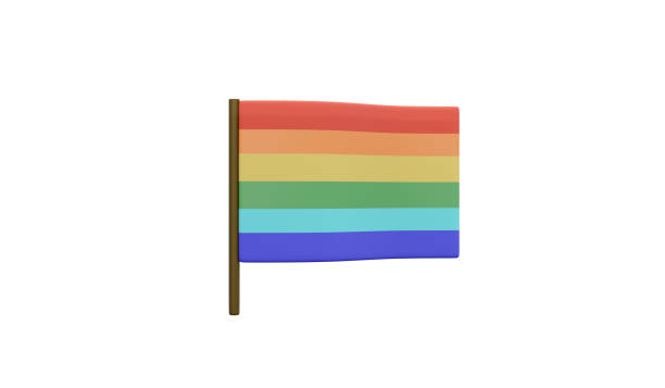 istock 3D Rendering of rainbow flag concept of support and accept LGBT people isolate on white  background. 3D Render illustration cartoon style. 1385920579