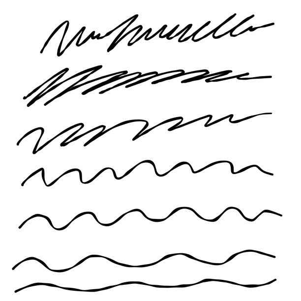 istock Hand drawn marker line stroke set. Highlight underline and strike through. Pen line template. Vector illustration isolated on white background. 1385923060