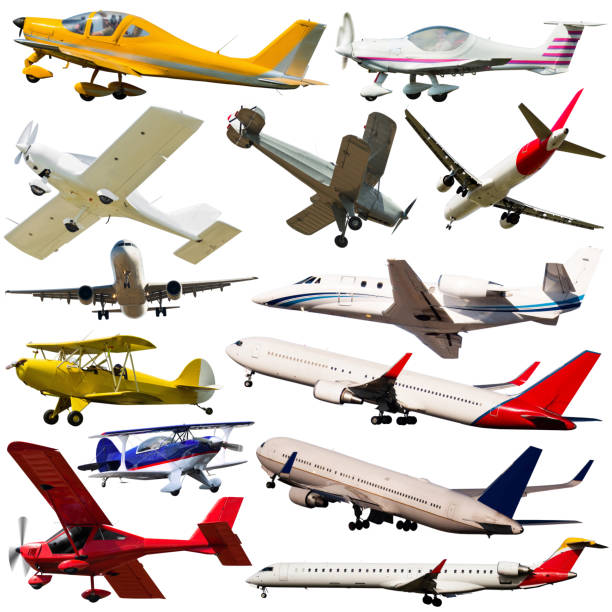 istock Different sports  and passenger  aircrafts on  white background 1385928368