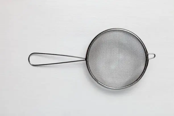 Stainless Steel Tea Strainer Sieve With Handle White Background