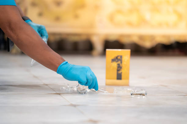 Forensic Scientist's Blue Gloves At the murder scene to collect evidence.soft focus.shallow focus effect. Forensic Scientist's Blue Gloves At the murder scene to collect evidence.soft focus.shallow focus effect. criminal investigation photos stock pictures, royalty-free photos & images