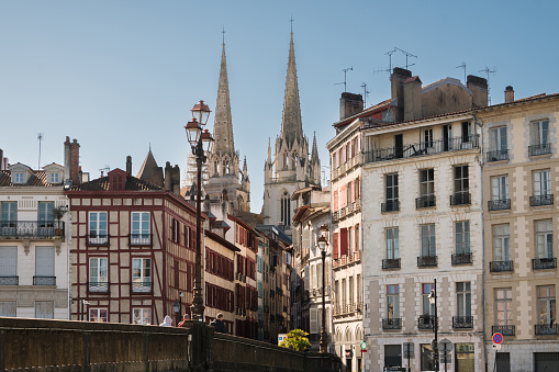 Cathedral and residential buildings in Bayonne, France