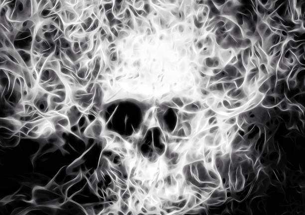 istock Illustration of a skull wrapped in smoke 1385933483