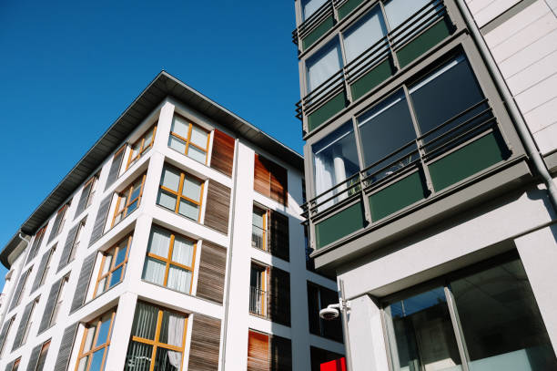 istock Modern apartment buildings exterior 1385933546