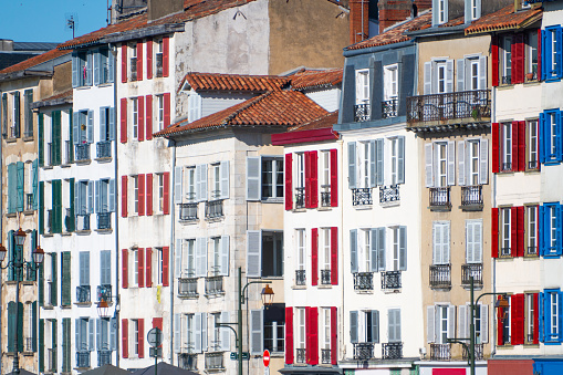 Colorful buildings in Bayonne, France
