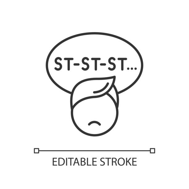 ilustrações de stock, clip art, desenhos animados e ícones de stuttering child linear icon - gaguez estado médico