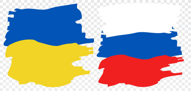 Russian and Ukrainian Flag Colors vector art illustration