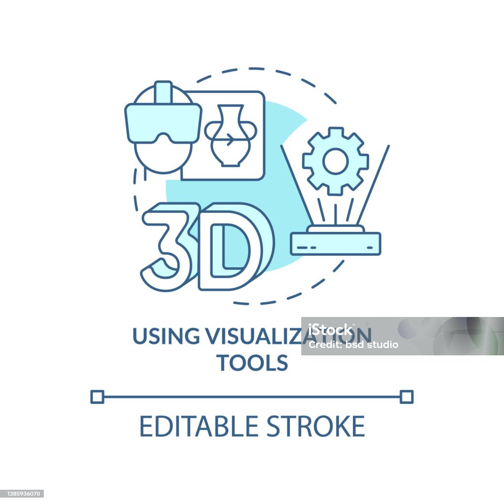 Utilisation Visualisation Utilisation Des Outils De Visualisation Icône De Concept Turquoise ...