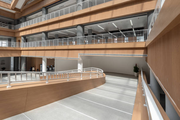 istock The sun shines on the new beautiful library and forms a special effect with the internal structure 1385937010