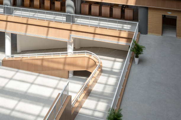 istock The sun shines on the new beautiful library and forms a special effect with the internal structure 1385937218