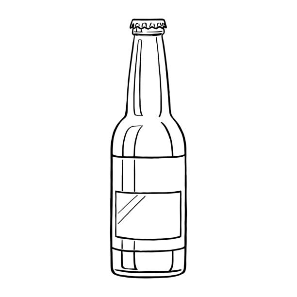 illustrations, cliparts, dessins animés et icônes de dessin de bouteille de bière à l’aquarelle - white background square close up office supply