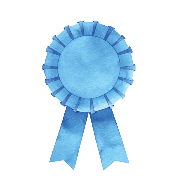 ilustraciones, imágenes clip art, dibujos animados e iconos de stock de acuarela cinta azul - ribbon award perfection winning