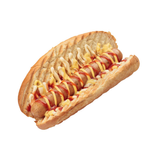istock Hot dog with sausage and sauce isolated 1385939582