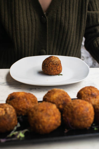 istock A plate with a round croquette 1385941817