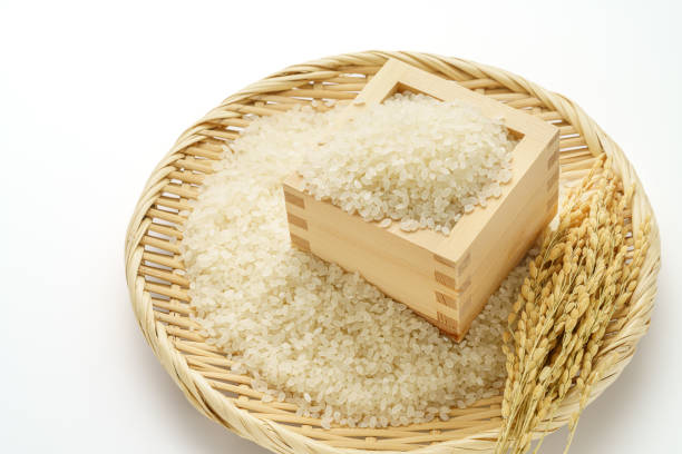 Japanese rice on white background