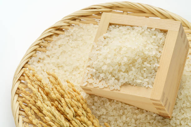 istock Japanese rice on white background 1385942928