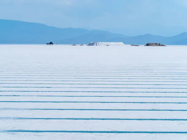 Photo of Salinas Grandes, a huge salt flat in Jujuy and Salta, Argentina. Its lithium, sodium and potassium mining potential faces opposition from indigenous communities and environmental activists.