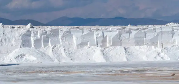 Photo of Salinas Grandes, a huge salt flat in Jujuy and Salta, Argentina. Its lithium, sodium and potassium mining potential faces opposition from indigenous communities and environmental activists.