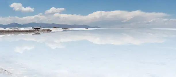 Photo of Salinas Grandes, a huge salt flat in Jujuy and Salta, Argentina. Its lithium, sodium and potassium mining potential faces opposition from indigenous communities and environmental activists.