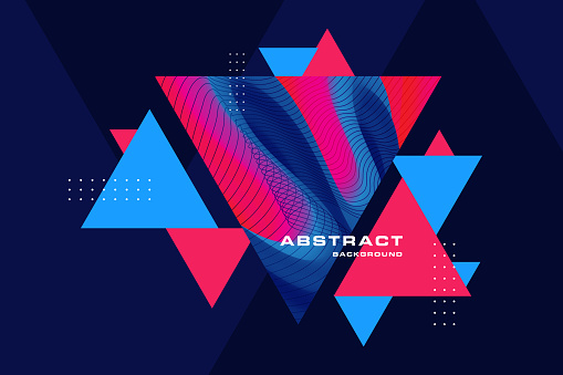 Abstract geometric triangle shapes on blue color background.