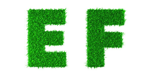 Letters A and B made of grass on white background