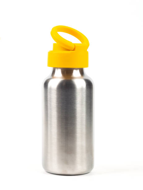 istock Stainless Steel Water Bottle with Lid on White Background 1385955755