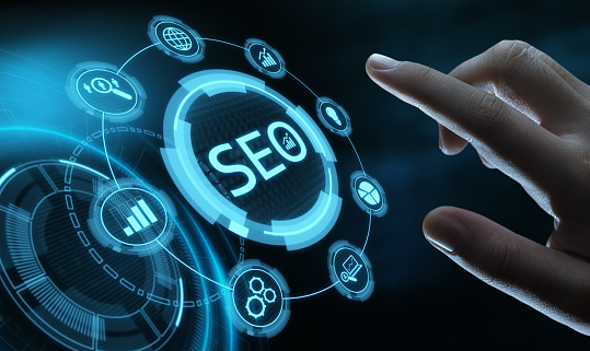 SEO Optimización de motores de búsqueda Marketing Ranking Tráfico Sitio web Internet Concepto de tecnología empresarial photo
