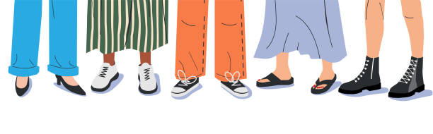 illustrations, cliparts, dessins animés et icônes de ensemble de diverses chaussures féminines avec pieds. - special shoes