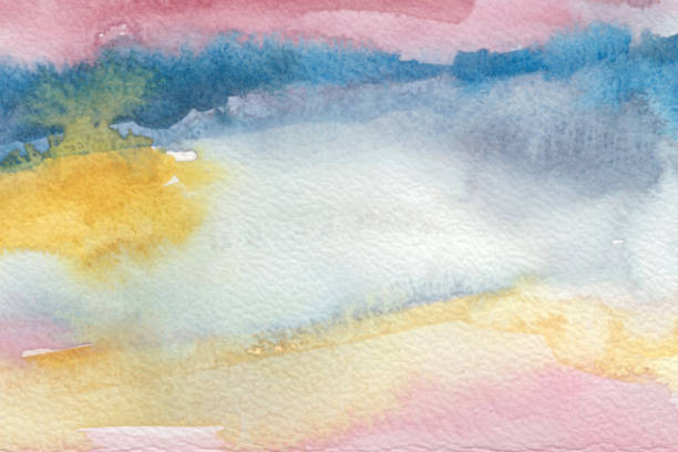 istock Abstract painting. Watercolor texture in soft pastel colors like light pink, yellow and blue . 1385958548