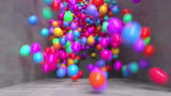 istock Colorful balls falling stairs three dimensional animation 1385958823