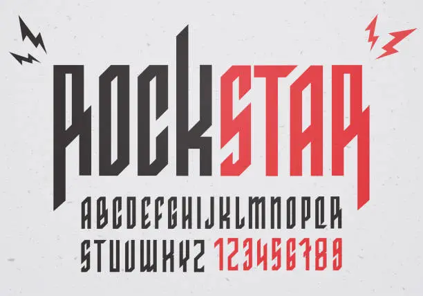 Vector illustration of Classic Heavy Metal Or Hard Rock Font