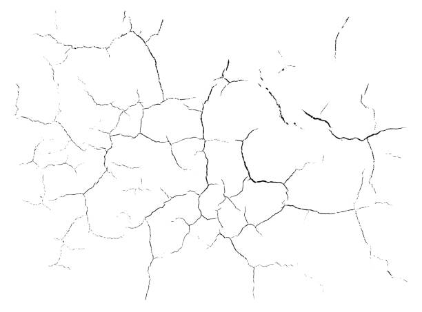 istock Natural cracks background. Vector overlay texture of cracked surface. One color graphic resource. 1385966571