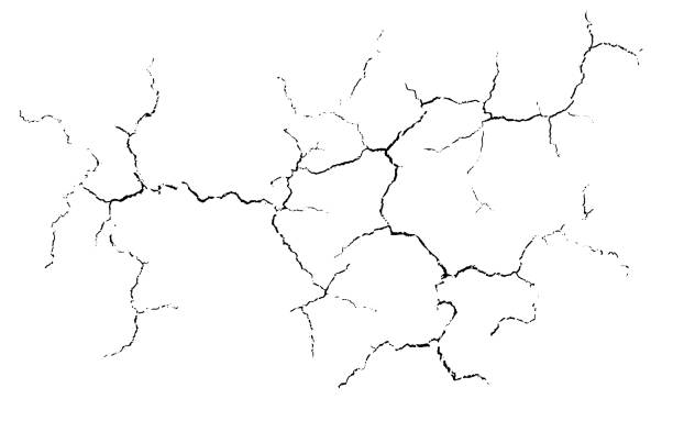 istock Natural cracks background. Vector overlay texture of cracked surface. One color graphic resource. 1385966635