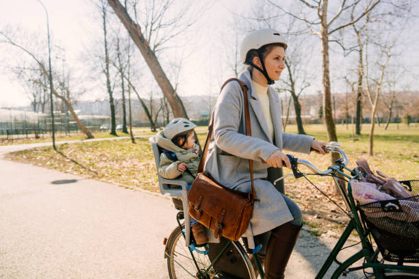istock Commute to kindergarten with mom by bicycle 1385968965