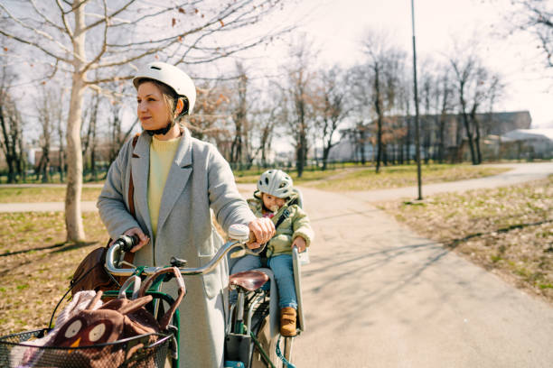 istock Commute to kindergarten with mom by bicycle 1385968987