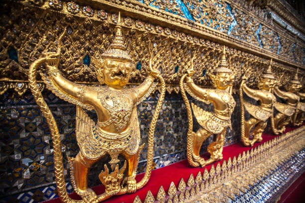 Golden Garuda Statue Golden Garuda Statue at Wat Phra Kaew, Bangkok, Thailand grand palace bangkok stock pictures, royalty-free photos & images