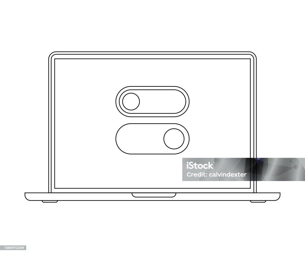 Switch Computer Drawing Laptop Computer With Switch Button Stock Illustration - Download Image ...