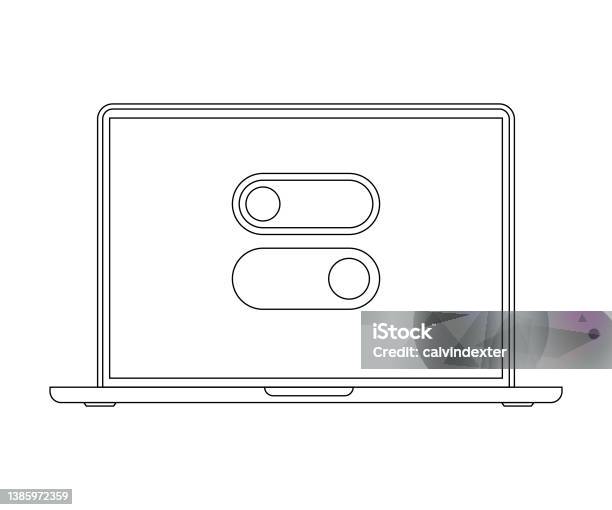 Drawn Computer Switch Laptop Computer With Switch Button Stock Illustration - Download Image ...