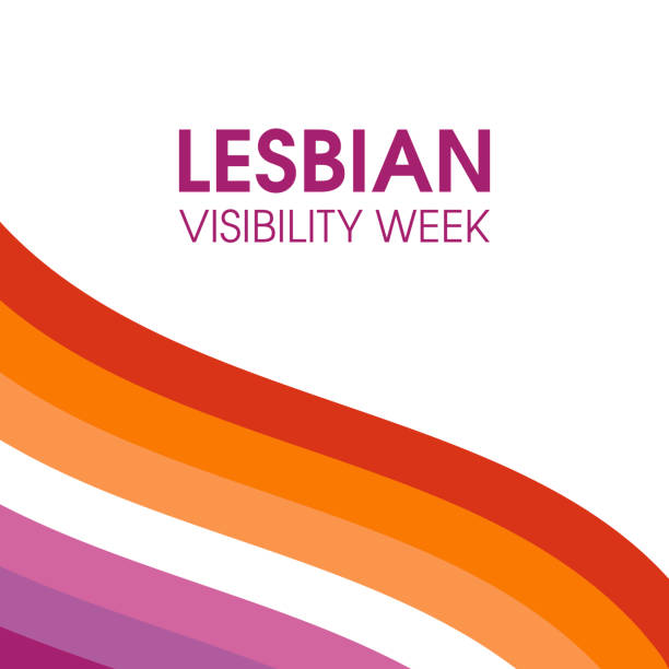 Lesbian Visibility Week vector Waving lesbian pride flag icon vector isolated on a white background. Important day lesbian flag stock illustrations