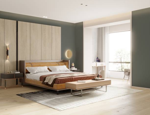 istock 3d render of luxury hotel room 1385975594