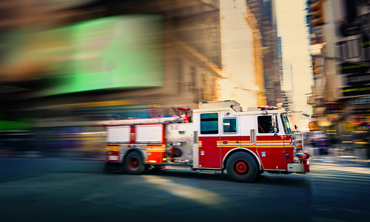 Fire engine rushing in New York city