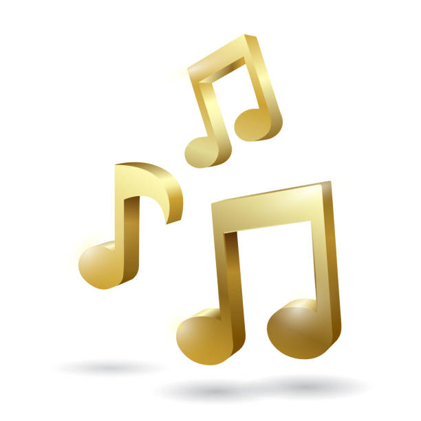 istock Realistic 3D music notes, songs, melodies or tunes shiny gold colored vector illustration icons for music apps and websites 1385975922