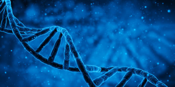 istock Blue DNA structure science research biology and medical concept. 3d render illustration 1385977337