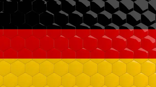 Photo of Abstract Germany Flag Hexagon Background honeycomb glossy reflective mosaic tiles 3D Render