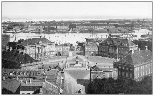 istock Antique travel photographs of Denmark: Palace Square, Copenhagen 1385982425