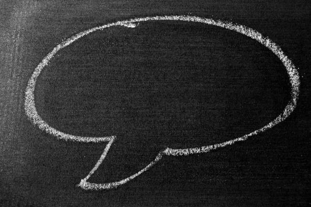 istock White color chalk hand drawing in round bubble speech shape with blank space on blackboard or chalkboard background 1385985791