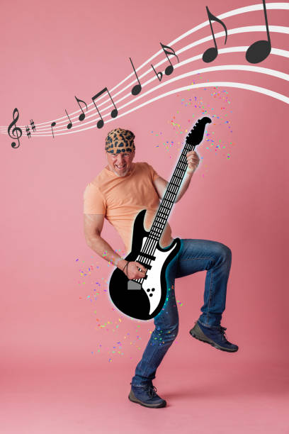 istock Male Portrait with Illustrated Guitar 1385985821